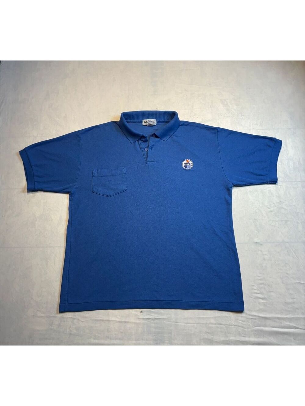 Vintage 80's Fletcher Blue Polo Shirt Edmonton Oilers NHL